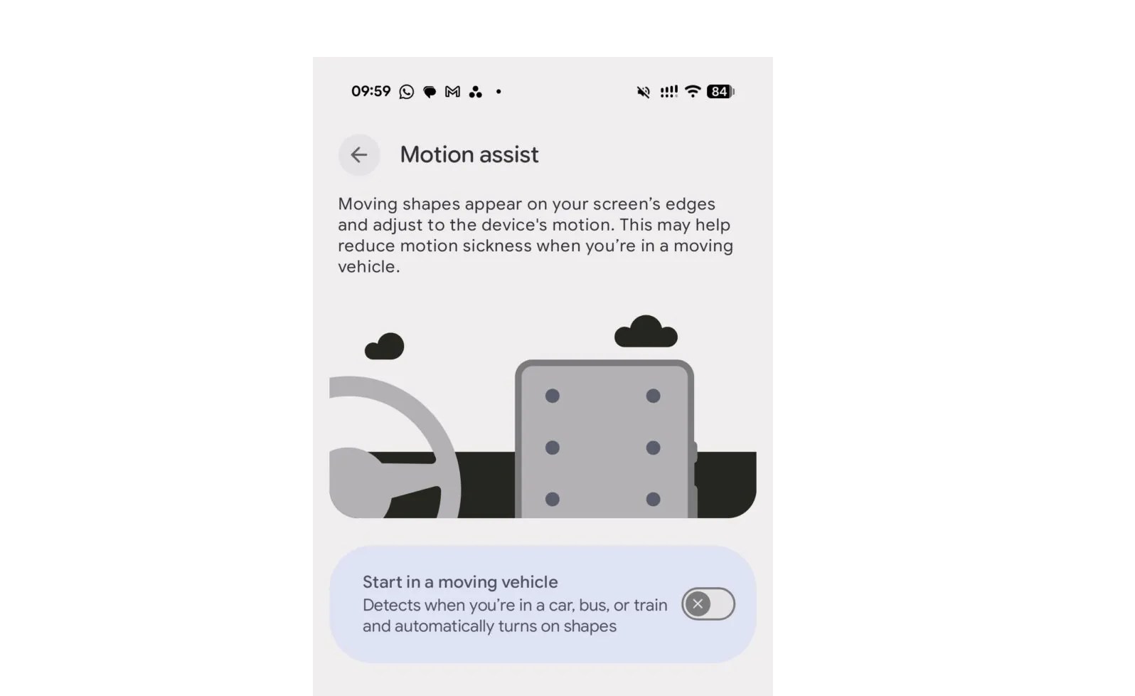 Google Motion Assist Brings Anti-Nausea Dots to Android 17